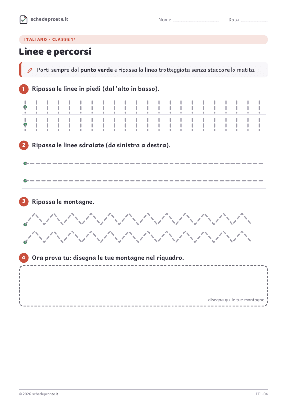 Anteprima della scheda Linee e percorsi