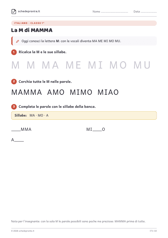 Anteprima della scheda La M di MAMMA
