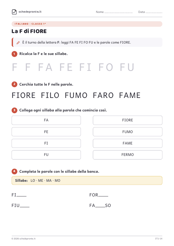 Anteprima della scheda La F di FIORE
