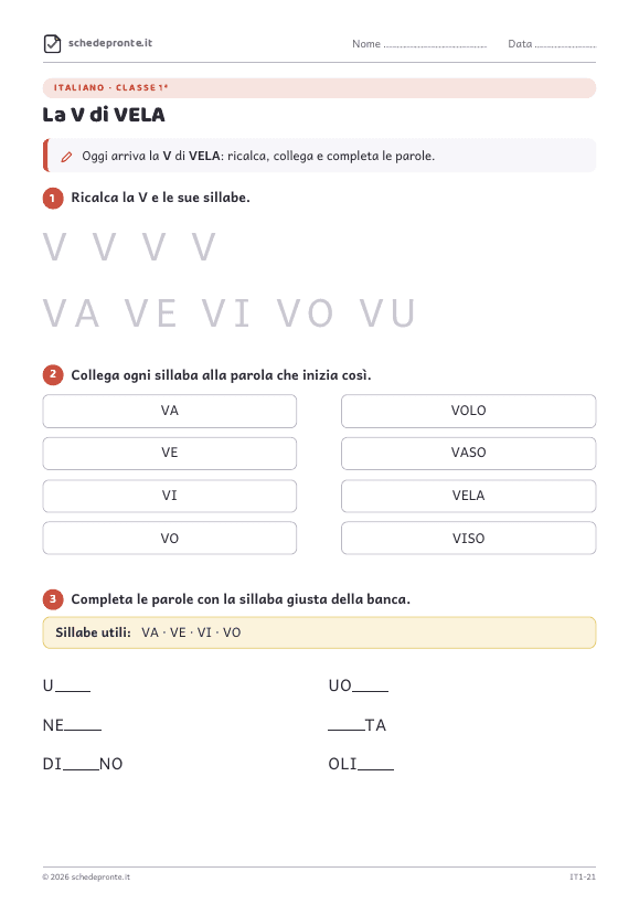 Anteprima della scheda La V di VELA