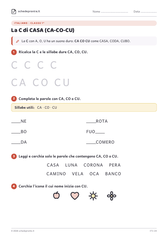 Anteprima della scheda La C di CASA (CA-CO-CU)