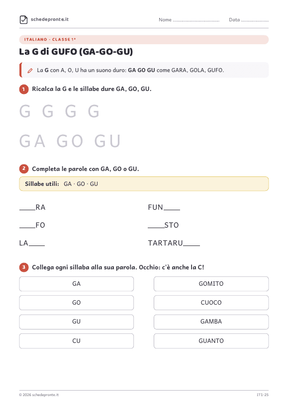 Anteprima della scheda La G di GUFO (GA-GO-GU)
