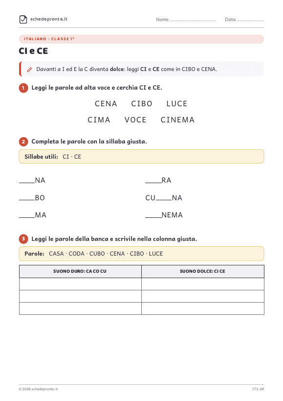 Anteprima della scheda CI e CE