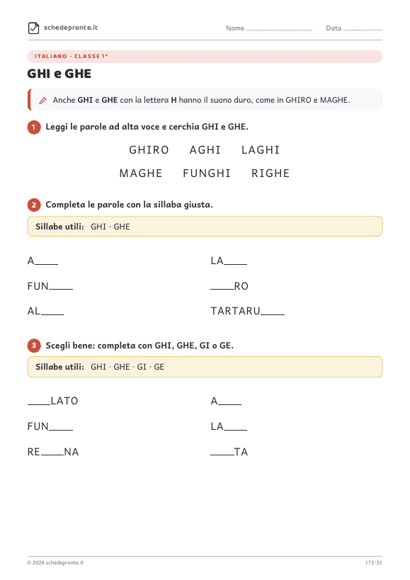 Anteprima della scheda GHI e GHE