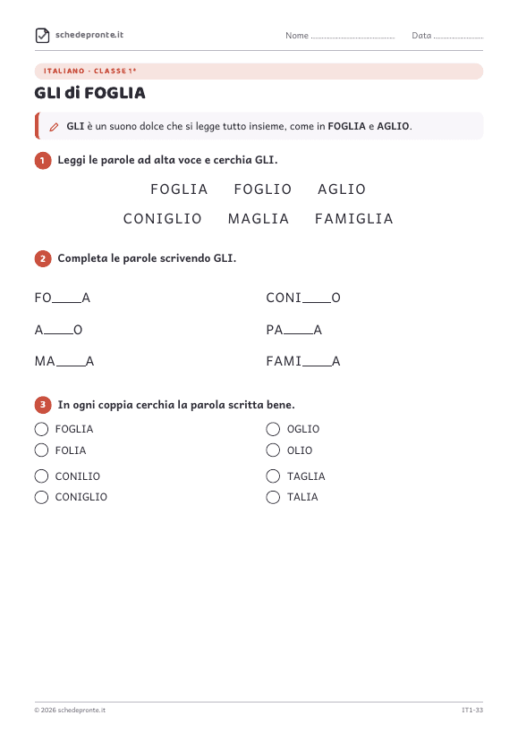 Anteprima della scheda GLI di FOGLIA