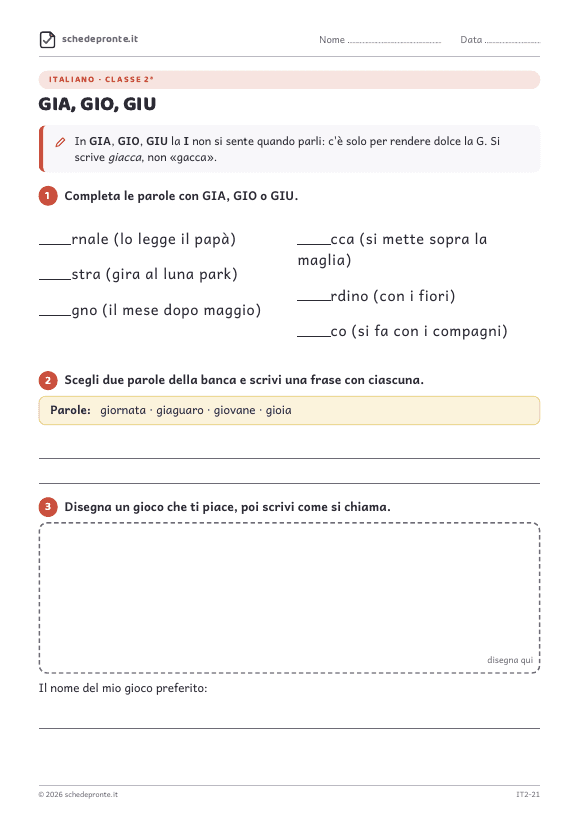 Anteprima della scheda GIA, GIO, GIU