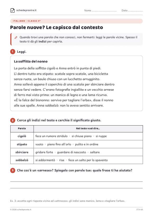 Anteprima della scheda Parole nuove? Le capisco dal contesto