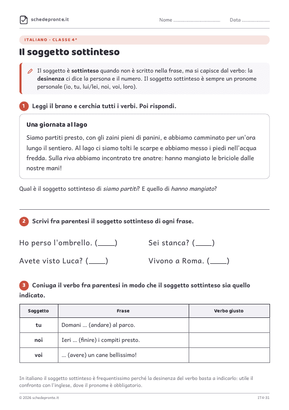 Anteprima della scheda Il soggetto sottinteso