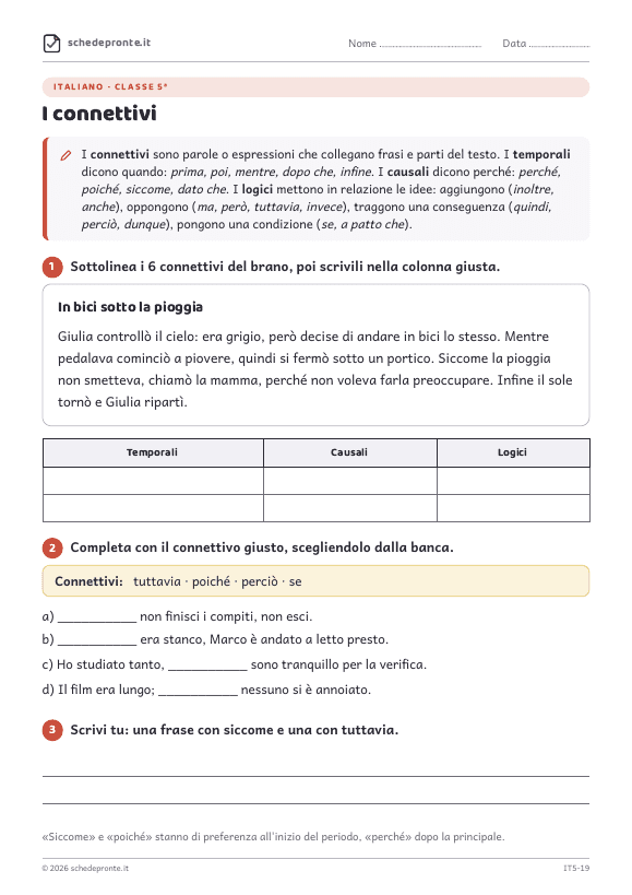 Anteprima della scheda I connettivi