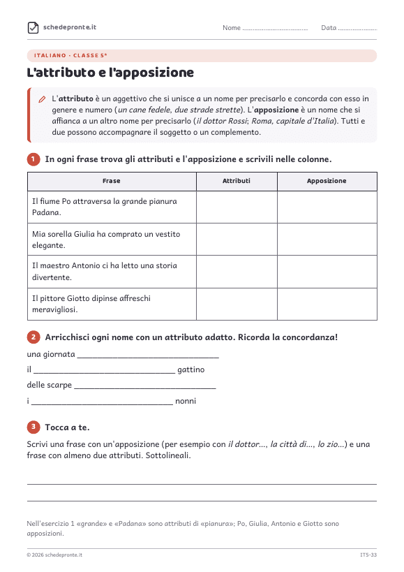 Anteprima della scheda L'attributo e l'apposizione