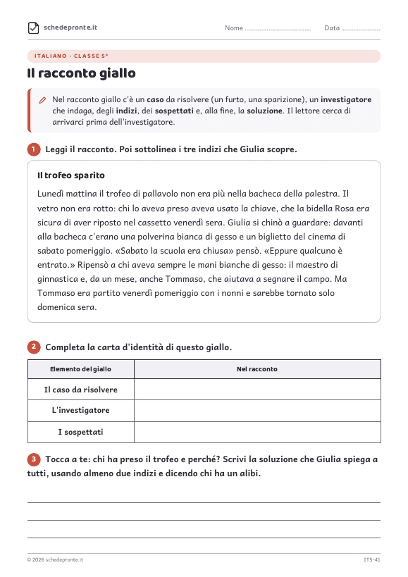 Anteprima della scheda Il racconto giallo