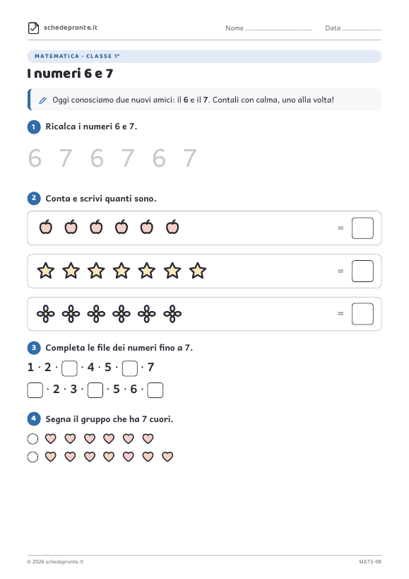 Anteprima della scheda I numeri 6 e 7