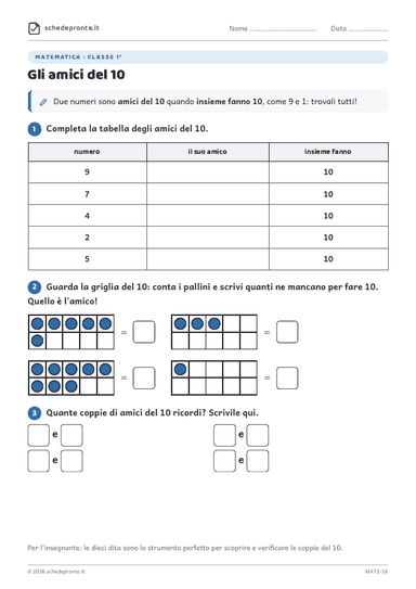 Anteprima scheda MAT1-16