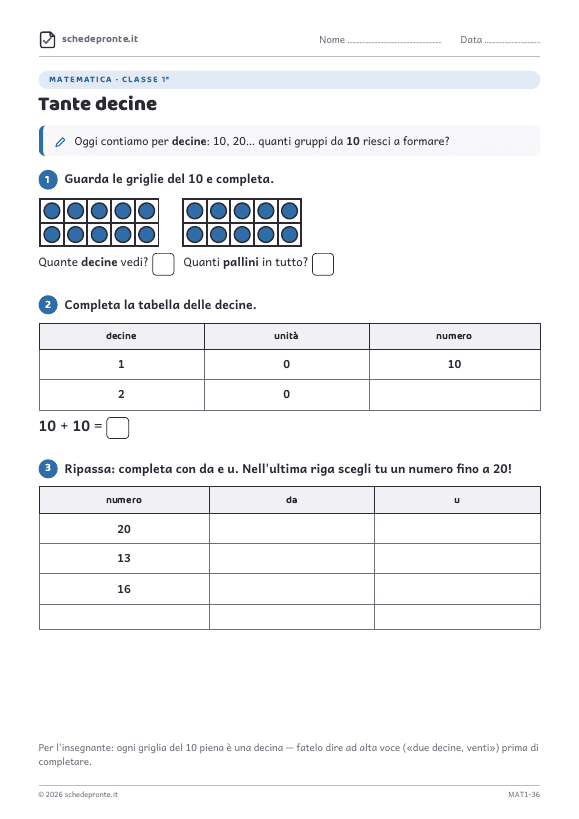 Anteprima della scheda Tante decine