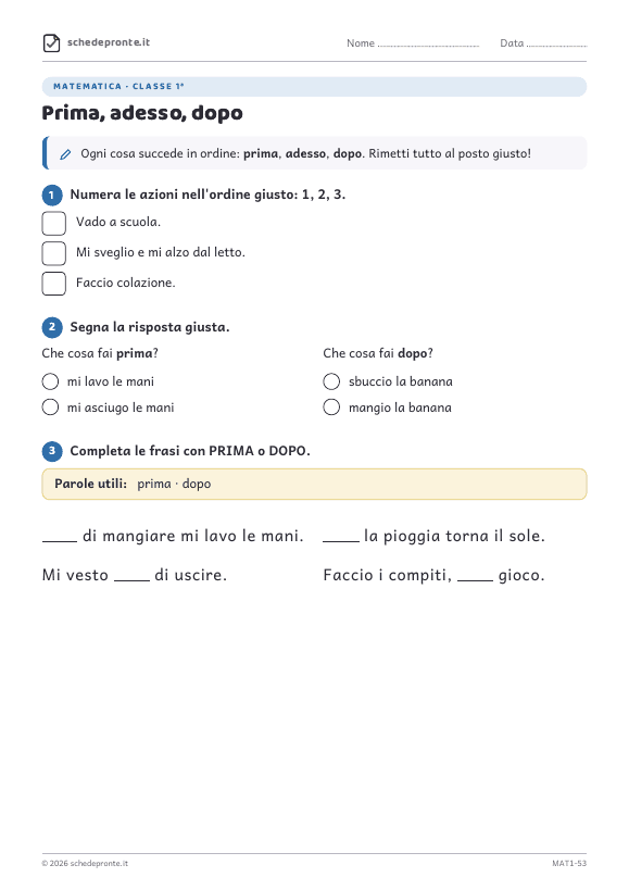 Anteprima della scheda Prima, adesso, dopo