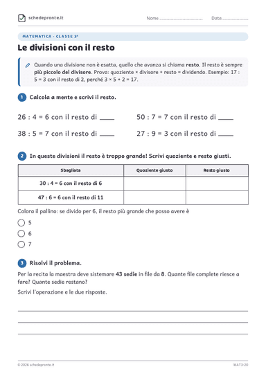 Anteprima scheda MAT3-20
