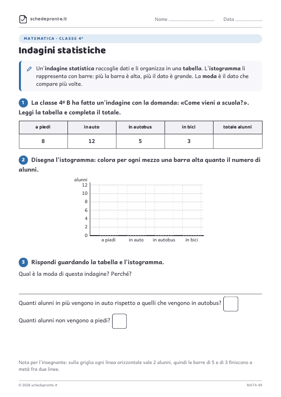 Anteprima della scheda Indagini statistiche