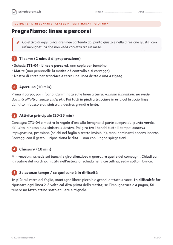 Anteprima della scheda Pregrafismo: linee e percorsi