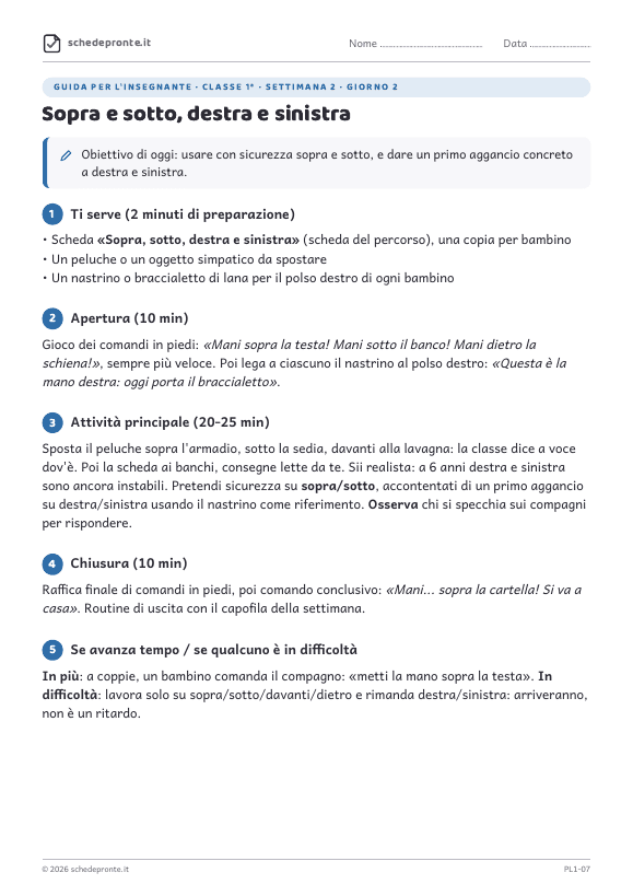 Anteprima della scheda Sopra e sotto, destra e sinistra