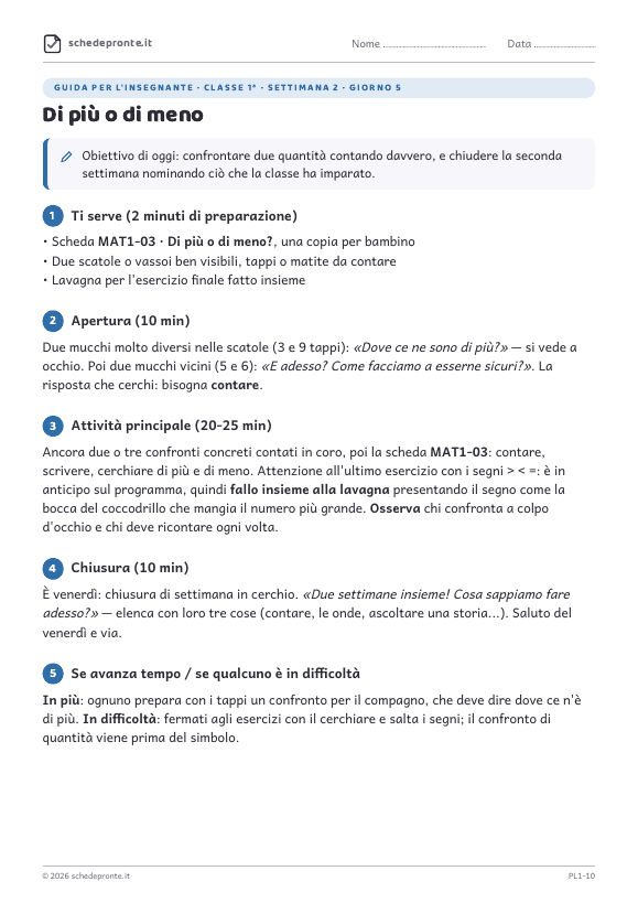 Anteprima della scheda Di più o di meno