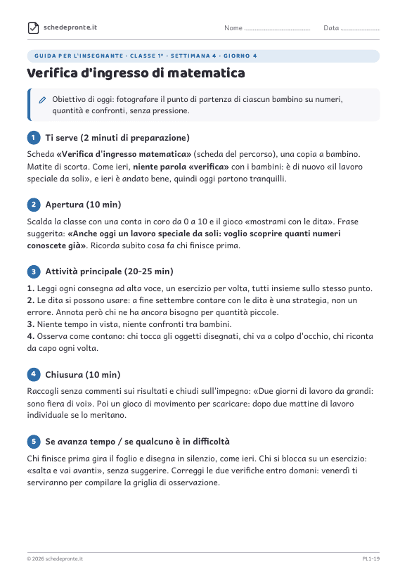 Anteprima della scheda Verifica d'ingresso di matematica