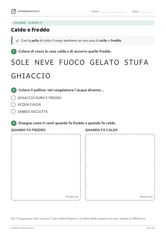 Anteprima della scheda Caldo e freddo