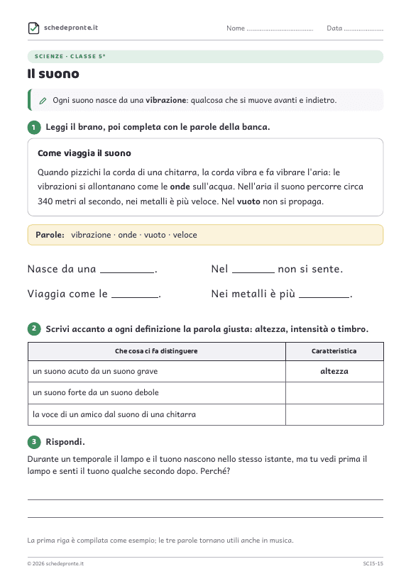 Anteprima della scheda Il suono