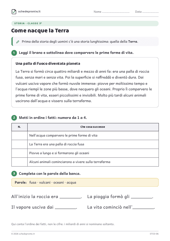Anteprima della scheda Come nacque la Terra